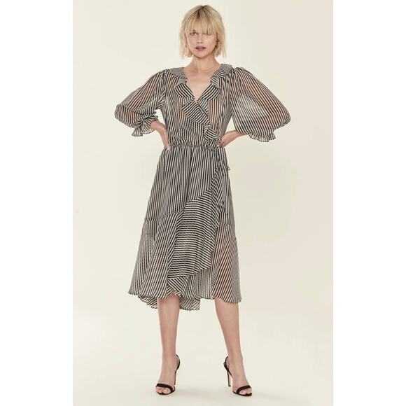 Icons Objects of Devotion Black White Stripe Flamenco Dress Womens Medium New - Picture 1 of 12